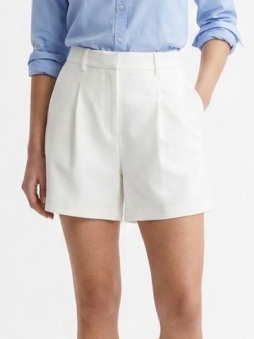 NWT Abercrombie and Fitch Pleated Trouser Shorts  Dressy High Rise Cream XL